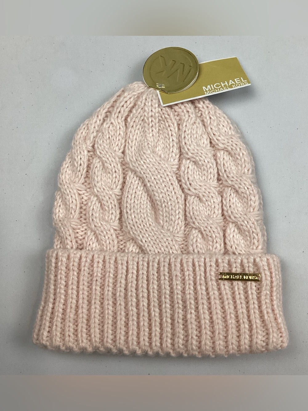 MICHAEL Micheal Kors Cable Knit Beanie Hat Pink One Size NEW!